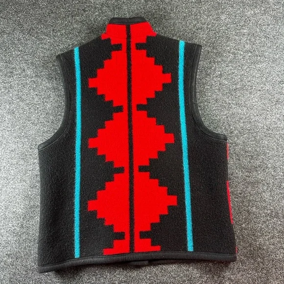 Native Jackets Vest SW Santa Fe Wool Blanket Geometric Buffalo Nickel Buttons SM - Picture 2 of 8